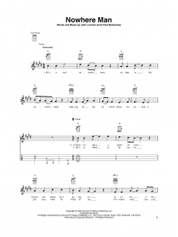 page one of Nowhere Man (Baritone Ukulele)