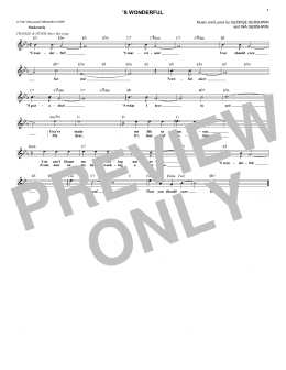 page one of 'S Wonderful (Lead Sheet / Fake Book)