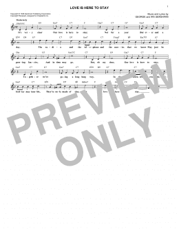 page one of Love Is Here To Stay (Lead Sheet / Fake Book)