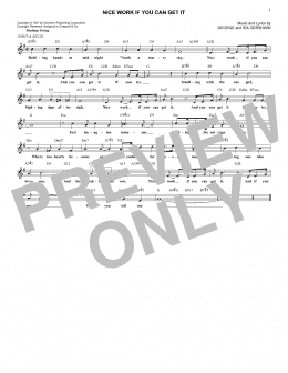 page one of Nice Work If You Can Get It (Lead Sheet / Fake Book)