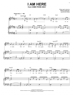 page one of I Am Here (from Come from Away) (Piano & Vocal)