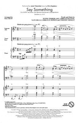 page one of Say Something (feat. Chris Stapleton) (arr. Mac Huff) (SATB Choir)