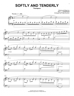 page one of Softly And Tenderly [Classical version] (arr. Phillip Keveren) (Piano Solo)