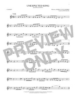 page one of Unexpected Song (from Song & Dance) (Clarinet Solo)