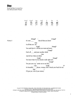 page one of Stay (Ukulele Chords/Lyrics)