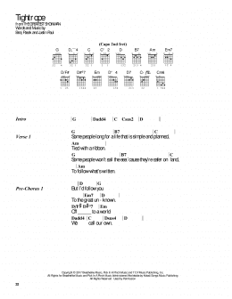 page one of Tightrope (from The Greatest Showman) (Guitar Chords/Lyrics)