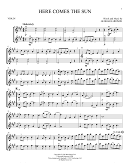 page one of Here Comes The Sun (Violin Duet)