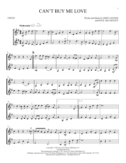 page one of Can't Buy Me Love (Violin Duet)