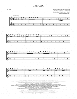 page one of Grenade (Flute Duet)