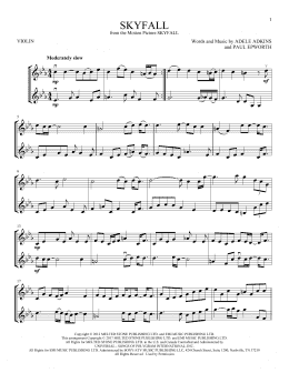 page one of Skyfall (Violin Duet)