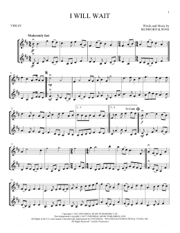 page one of I Will Wait (Violin Duet)