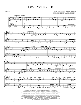 page one of Love Yourself (Violin Duet)