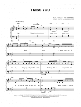 page one of I Miss You (Easy Piano)