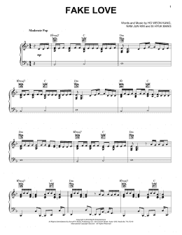 page one of Fake Love (Piano Solo)