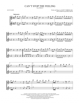 page one of Can't Stop The Feeling (Alto Sax Duet)