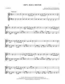 page one of Hey, Soul Sister (Clarinet Duet)