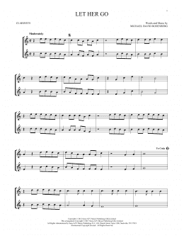 page one of Let Her Go (Clarinet Duet)