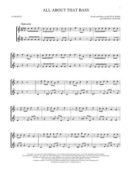 page one of All About That Bass (Clarinet Duet)