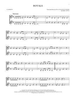 page one of Royals (Clarinet Duet)