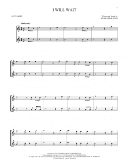 page one of I Will Wait (Alto Sax Duet)