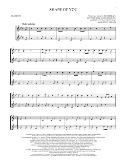 page one of Shape Of You (Clarinet Duet)