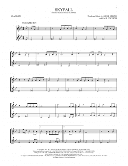 page one of Skyfall (Clarinet Duet)