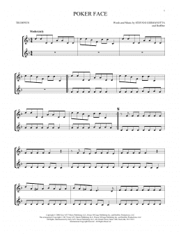 page one of Poker Face (Trumpet Duet)