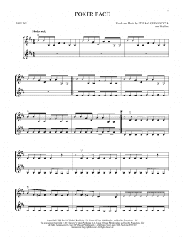 page one of Poker Face (Violin Duet)