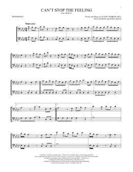 page one of Can't Stop The Feeling (Trombone Duet)