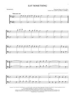 page one of Say Something (Trombone Duet)