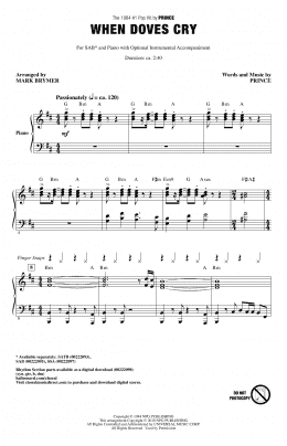 page one of When Doves Cry (SAB Choir)