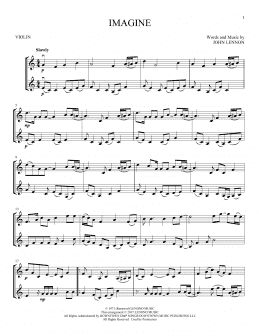 page one of Imagine (Violin Duet)