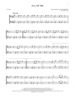 page one of All Of Me (Cello Duet)