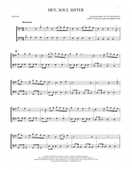 page one of Hey, Soul Sister (Cello Duet)