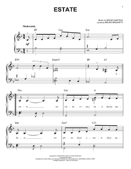 page one of Estate (Easy Piano)