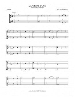 page one of Clair De Lune (Violin Duet)