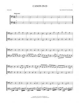 page one of Canon In D (Cello Duet)