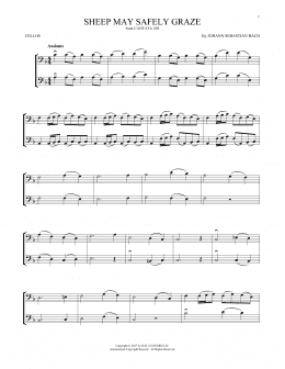 page one of Sheep May Safely Graze (Cello Duet)