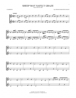 page one of Sheep May Safely Graze (Clarinet Duet)