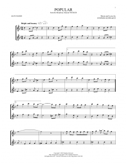 page one of Popular (from Wicked) (Alto Sax Duet)