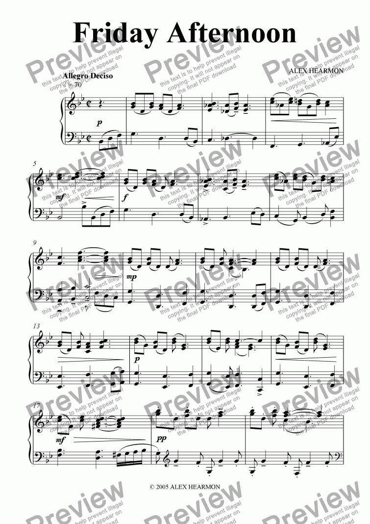 Friday Afternoon - Download Sheet Music PDF File