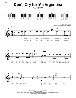 page one of Don't Cry For Me Argentina (Super Easy Piano)