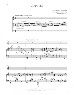 page one of Coyotes (Piano & Vocal)