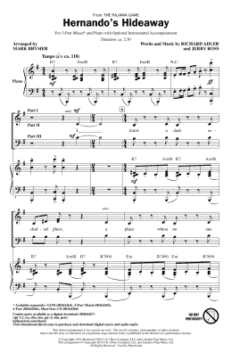 page one of Hernando's Hideaway (arr. Mark Brymer) (3-Part Mixed Choir)