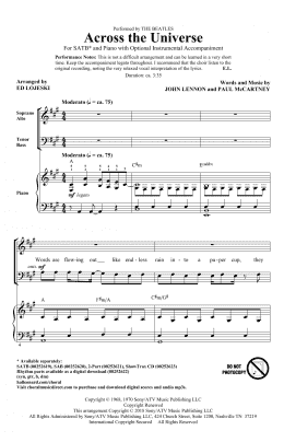 page one of Across The Universe (SATB Choir)