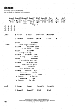 page one of Oceans (Guitar Chords/Lyrics)