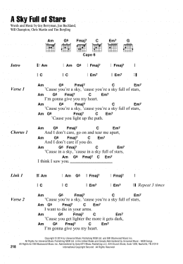 page one of A Sky Full Of Stars (Guitar Chords/Lyrics)