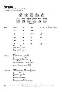 page one of Paradise (Guitar Chords/Lyrics)