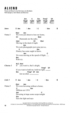 page one of A L I E N S (Guitar Chords/Lyrics)