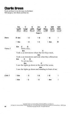 page one of Charlie Brown (Guitar Chords/Lyrics)